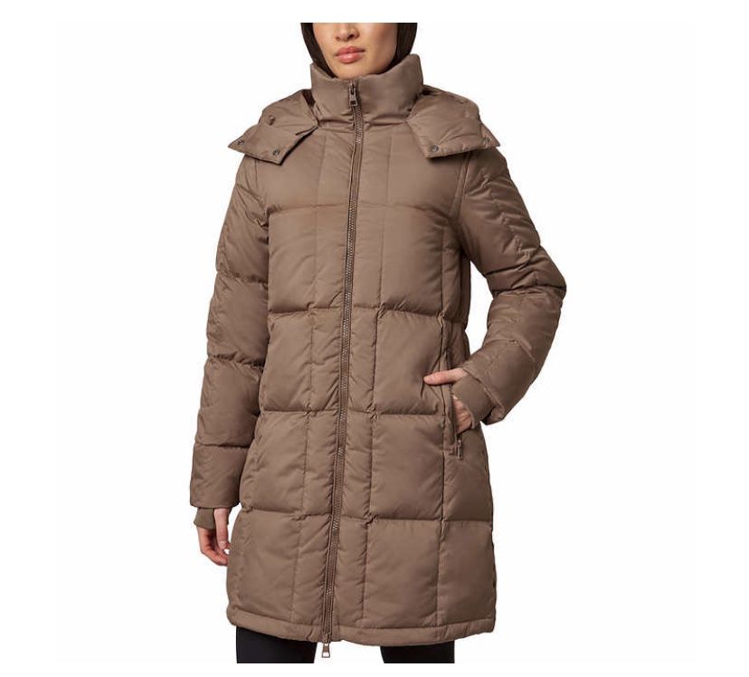 Mondetta Ladies' Square Quilted Down Parka Brown - Size XS  