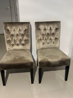 Pair of Tufted Velvet Dining Chairs