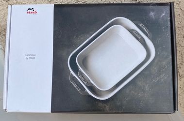 Staub Ceramic 2 Piece Rectangular Baking Dish Set Blue 1 Qt 2 Qt Gratin Dishes