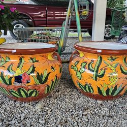 CactusTalavera Clay Pots. Planters. Plants. Pottery $55 cada uno
