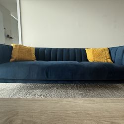 Dark Blue Velvet Sofa (7ft)