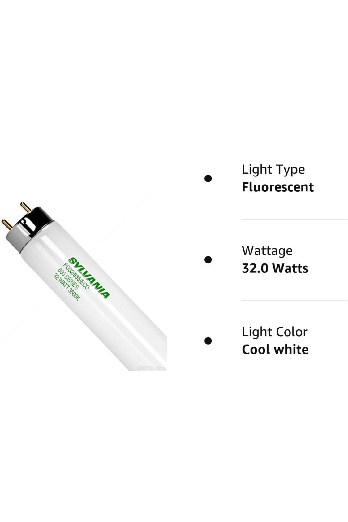 SYLVANIA 22178 F32T8/835/XP/SS/ECO Fluorescent Tube - 32W T8, 3500K, 40,000 Hour Life, 2725 Lumens, Case Of 30 - View #2
