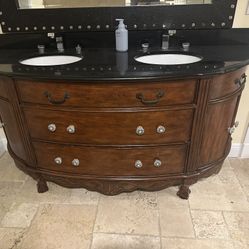 Solid Wood&  Black Granite Double vanity 