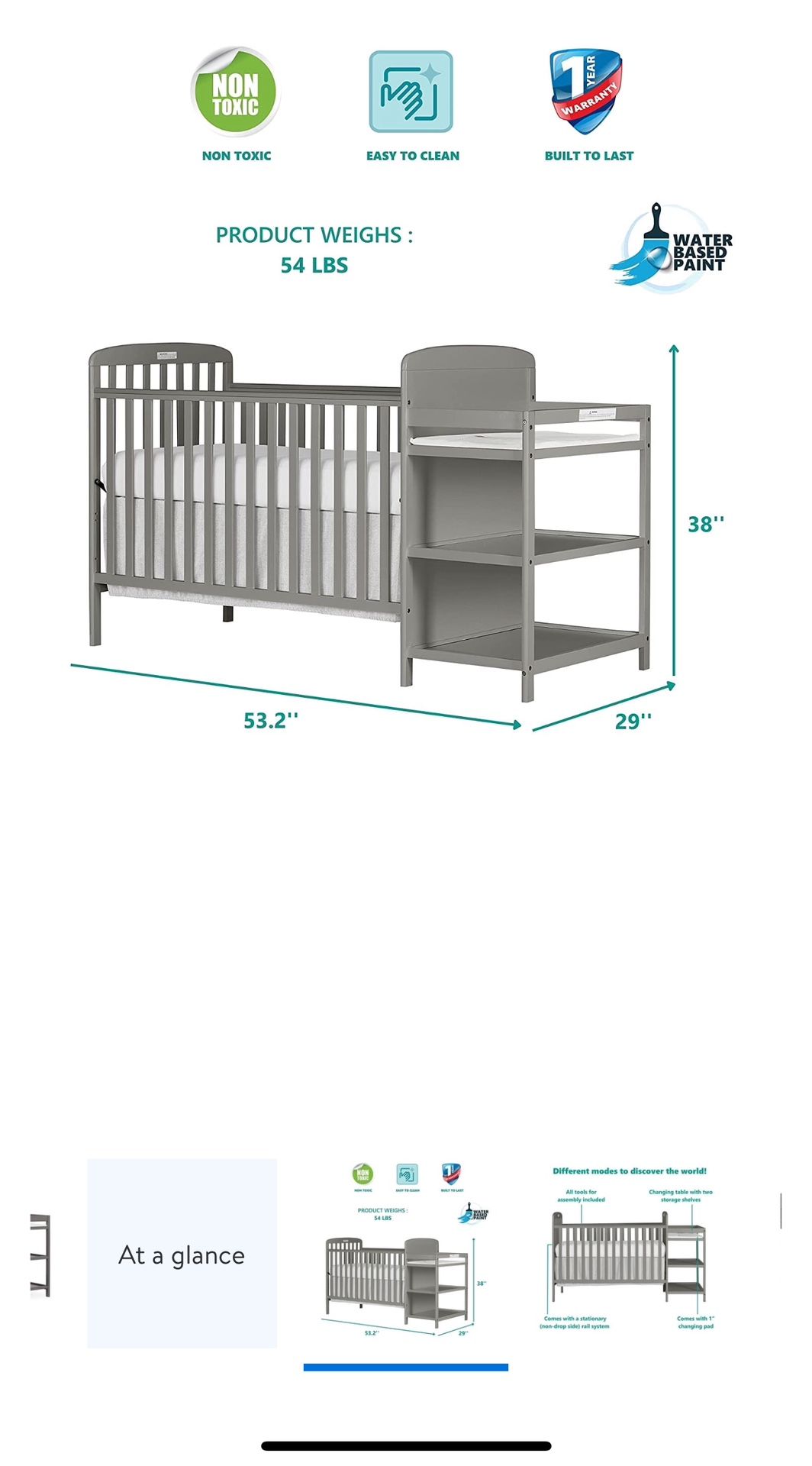 Baby Crib With Changing Pad And Mattress 