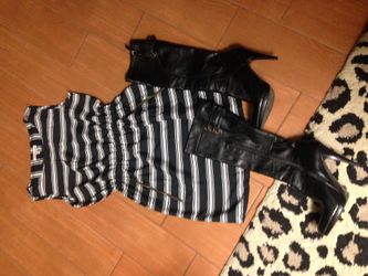 Black & White Striped Mod Dress by Speed Control New York size Medium