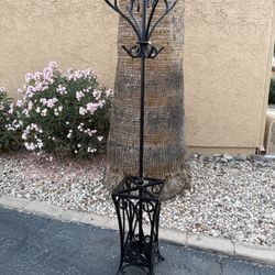 Wrought Iron Black Coat Rack With Umbrella Stand - Heavy