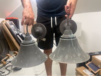 Pair of Industrial Galvanized Outdoor Wall Sconces | Farmhouse Barn Lights
