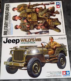 2 Model Kits, Tamiya Modern US Military Equipment Set and TAMIYA Jeep Willys 1/4 Ton 4X4 Hobby