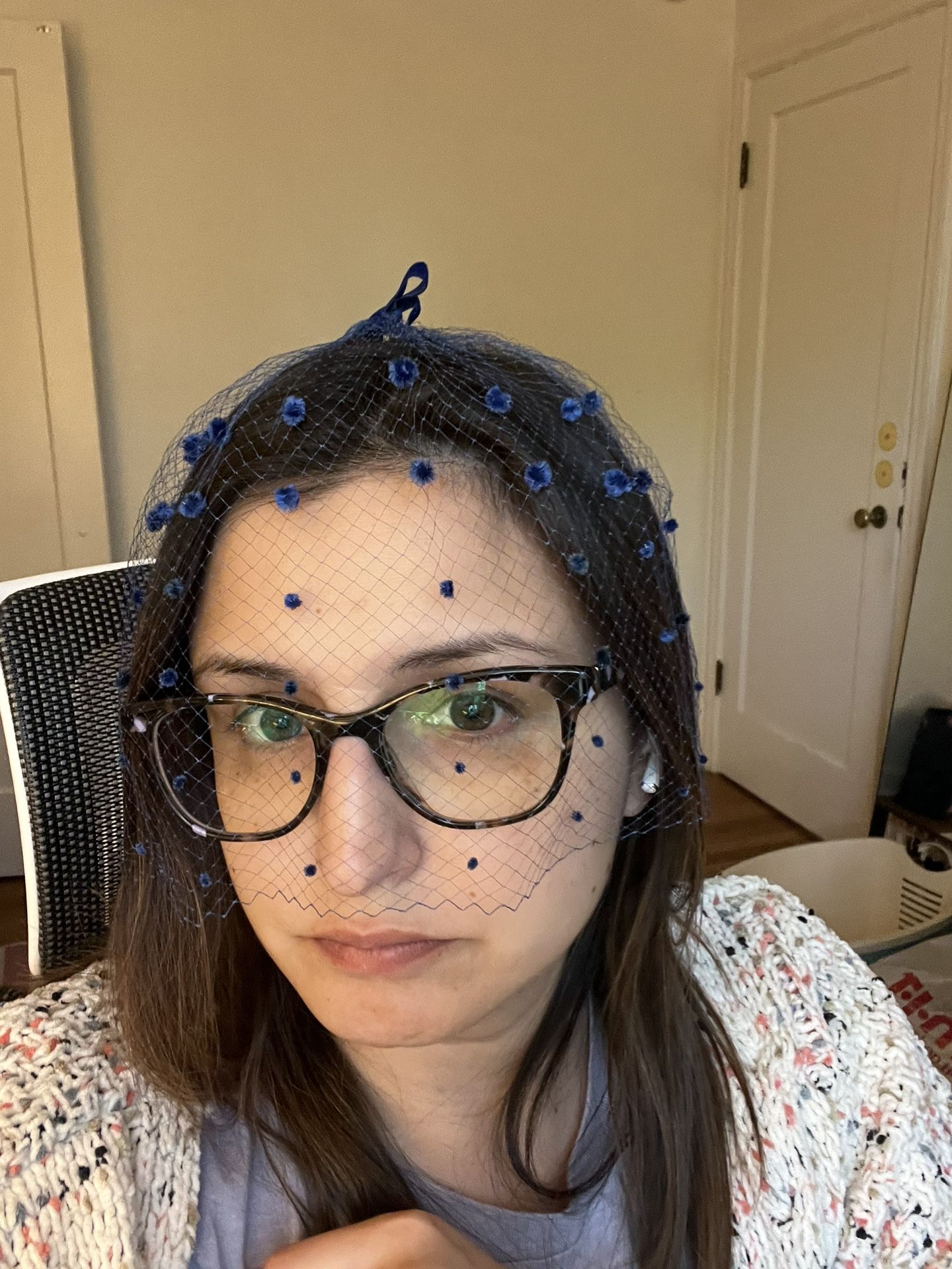 Elegant Blue Veil Headpiece