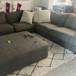 Sectional Couches Gray Color With Ottoman 
