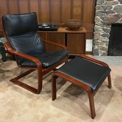 Vintage Black Leather POÄNG chair