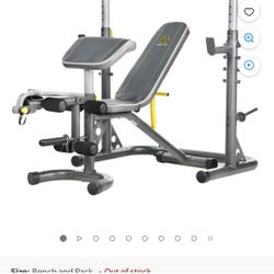 Home Gym Gold's Gym XRS 20 Adjustable Olympic Workout Bench with Squat Rack, Leg Extension, Preacher Curl, and Weight Storage  