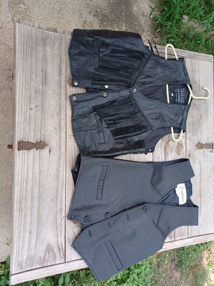 Never Worn 2 Black Leather Vests