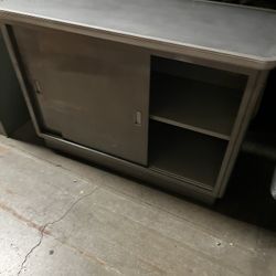 Vintage Brushed Steel Storage Cabinet 