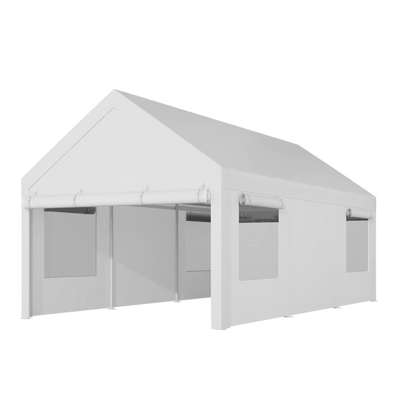10x20 ft Heavy Duty Carport Canopy Galvanized Car Tent Outdoor Garage Boat Shelter with Reinforced Structure with Roll-up Ventilated Windows Sidewall 