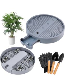 2 Pack Plant Caddy with Hidden Wheels 10 INCH, Heavy Duty Rolling Plant Stand, 360° Silent Plant Dolly for Indoor Outdoor Large Plant Pots, Flower Pot
