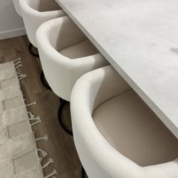4 White Counter Stools 