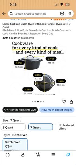 Lodge 7 Quart Cast Iron Dutch Oven