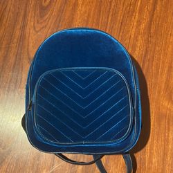 Mini Blue Velvet Backpack 