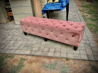 💝VELVET TUFTED BENCH PINK UPHOLSTERED BEDROOM OTTOMAN💖