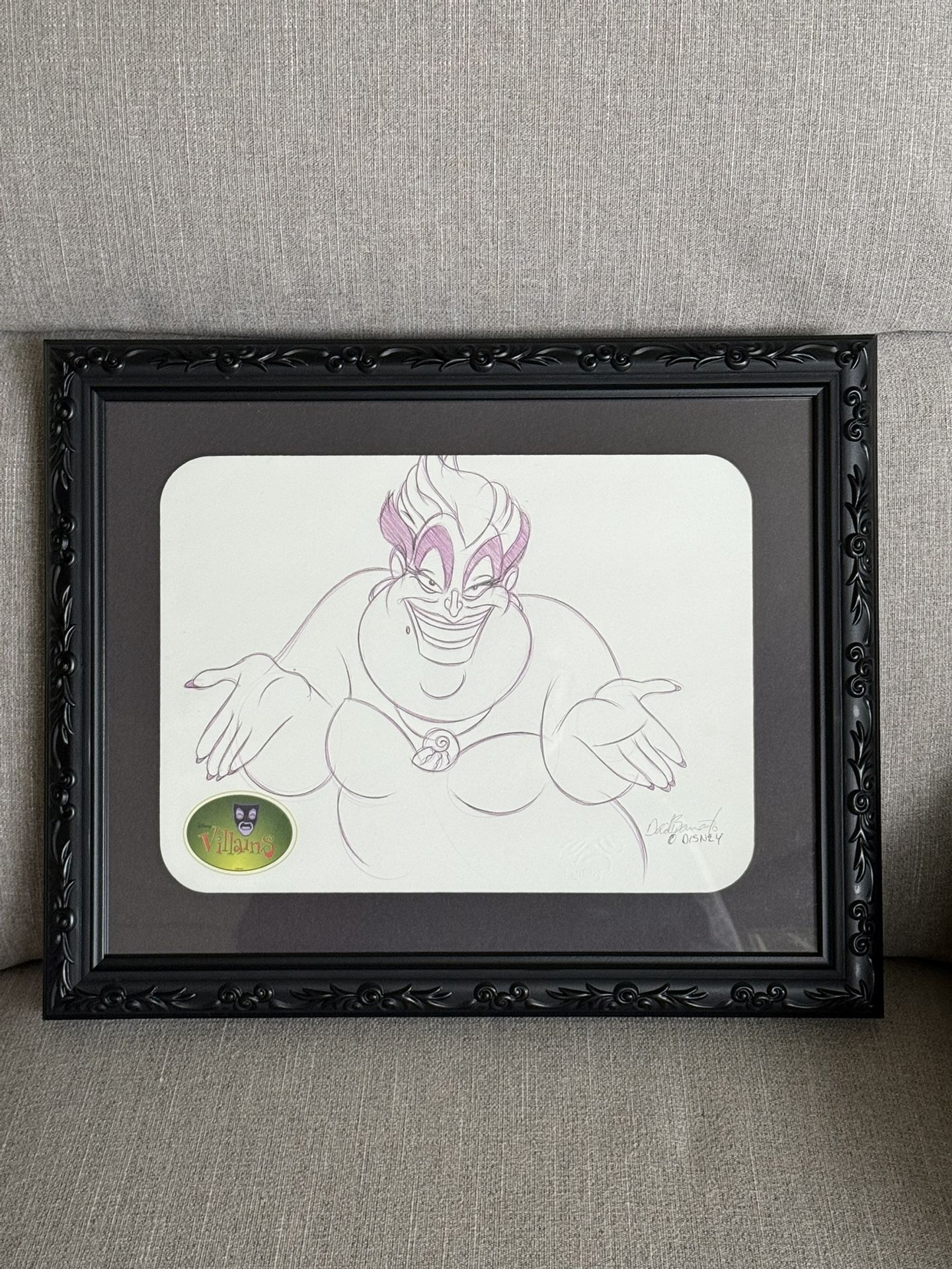 Disney Villains Ursula Little Mermaid Artist Sketch Original Art In Disney Frame