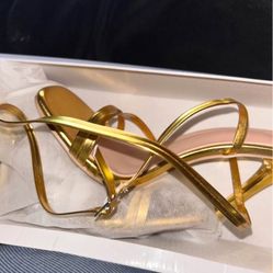 Gold strap Heels