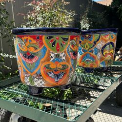 Macetas De Talavera, Tipo Molcajete 16”x14” $65each