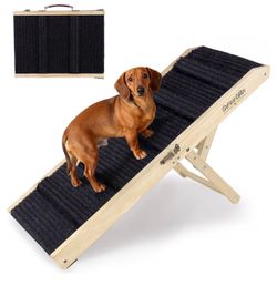 Dog Ramp for Couch , Foldable Small Dog Ramp for Bed - 4 Adjustable Height from 12" to 20" - Portable Pet Stairs with Non-Slip Pad - Pet Ramps Use for
