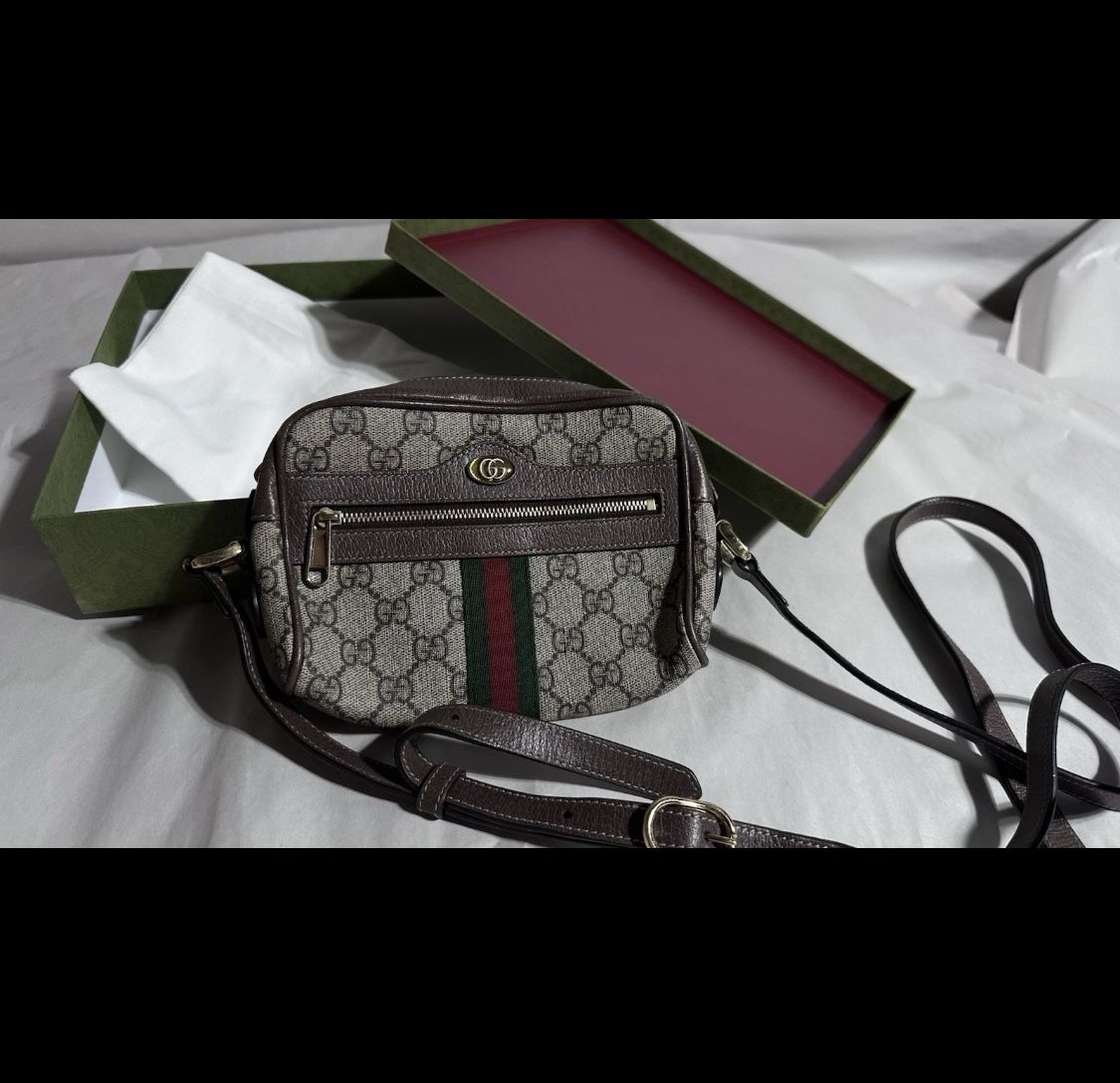 Auth GUCCI Ophidia GG Supreme Small Shoulder Bag 517080 Beige Brown PVC Leather