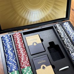 Poker Game with Wood Storage Box