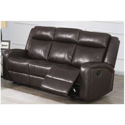 Brand New Brown Bonded Leather Power Reclining Sofa (82×39×40H)