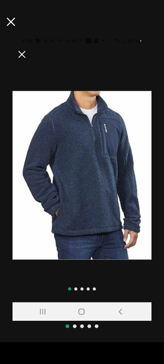 New - Hi-Tec Men’s Fleece Pullover with Pockets Long Sleeve 1/4 Zip Navy 