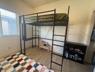 Black metal loft bed