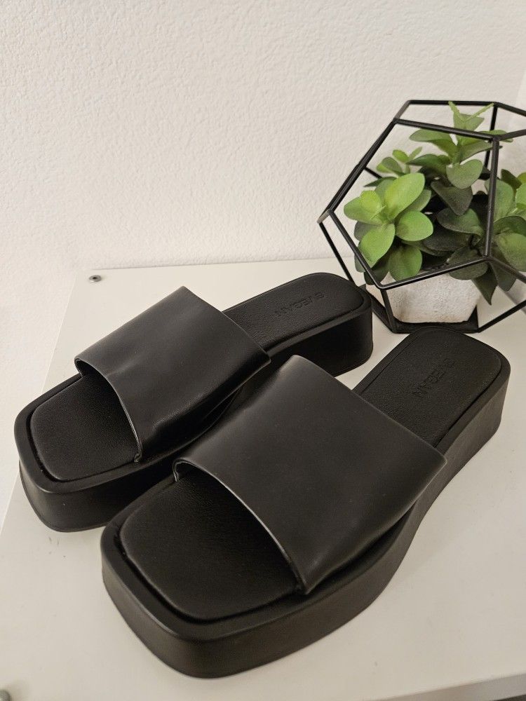 Vegan Black Platform Sandals