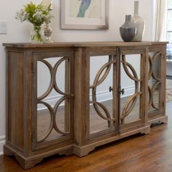 Reclaimed Elm Wood Mirrored Sideboard By Wells - HIGH END MODEL HOME