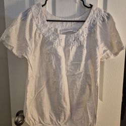 Womens Peasant Style Embroidered Top, Large