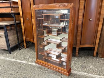 Vintage Asian Wall Mounted Curio Cabinet