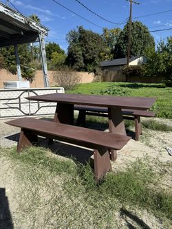 Outdoor Metal Set - Table + 2 Benches Moving Lo Sale 