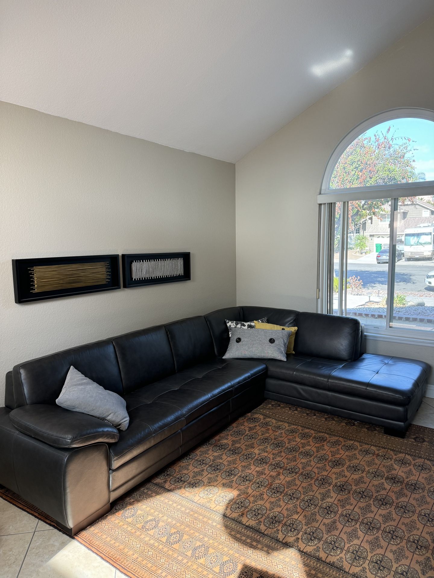 Black Leather Sectional - Scandinavian Designs