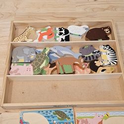 Melissa & Doug Wooden Animal Picture Puzzle Boards With Chunky Wooden Animal Play Pieces