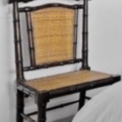 Faux Bamboo Wood Chair With Cane Seat 
