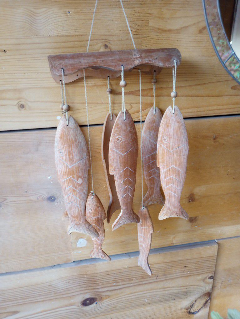 Wind Chimes Bamboo Fish Excellent Condition 