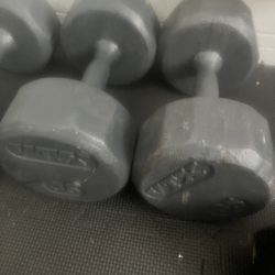 Pair Of 35lb Steel Hex Dumbbells Total 70lb
