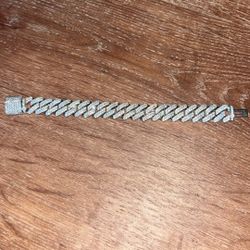 Moisanite Silver Cuban Link Bracelet