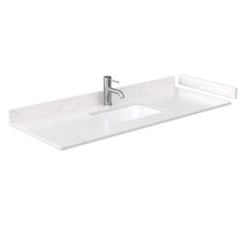 54" Single Countertop - Light-Vein Carrara Cultured Marble with Undermount Square Sink - Includes Backsplash and Sidesplash