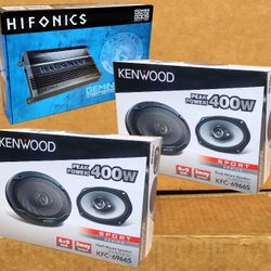 Hifonics 4 Channel Power Amplifier Kenwood Sport Series 6" x 9" Speakers 800 Watts Package 🚨 Payment Options Available 🚨 No Credit Needed 🚨 