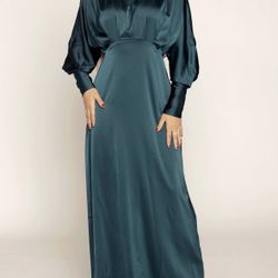 NEW Teal Long Satin Dress from Veiled