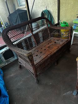 Brown Solid Wicker Outdoor set 4 piece