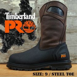 New TIMBERLAND PRO Powerwelt Pull-On Steel Toe Wellington Work Boots Boats Size: 9