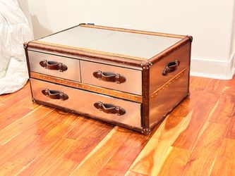Vintage-Style Trunk Coffee Table with Drawers